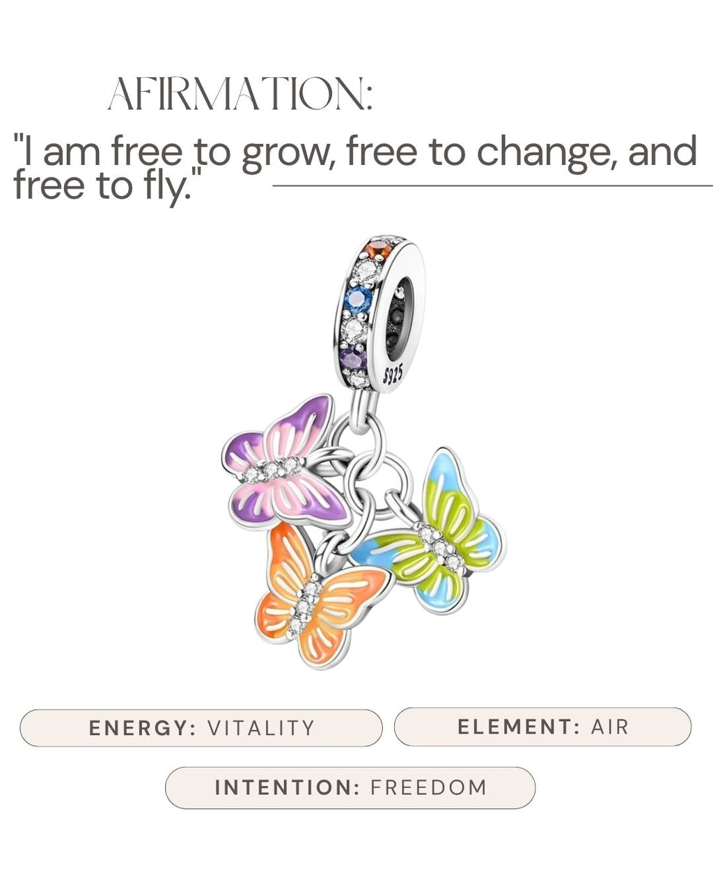 Trinity Butterfly Charm