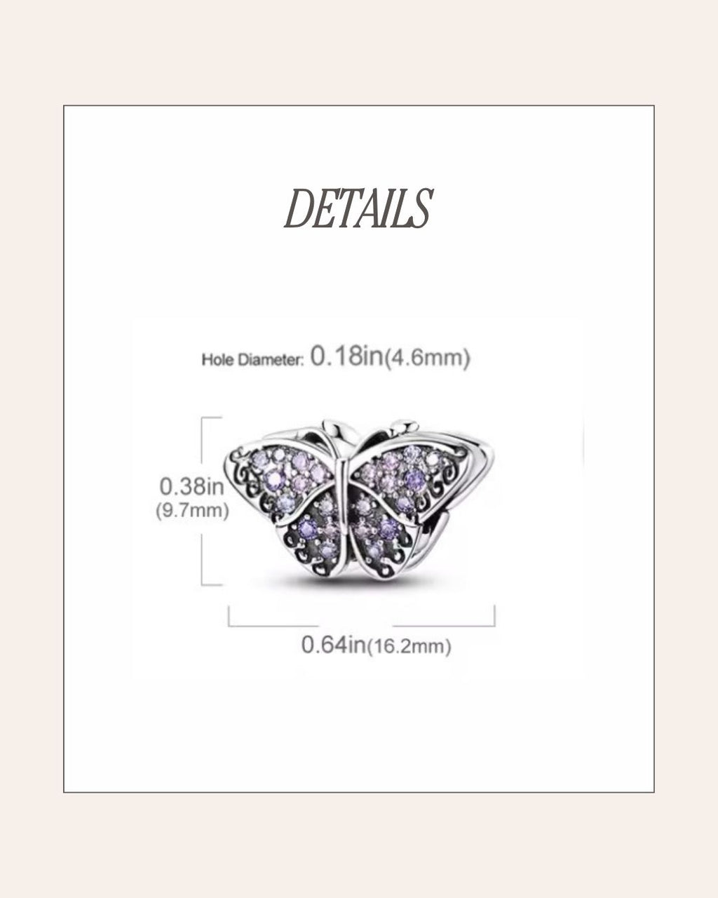 Lavender Butterfly Charm