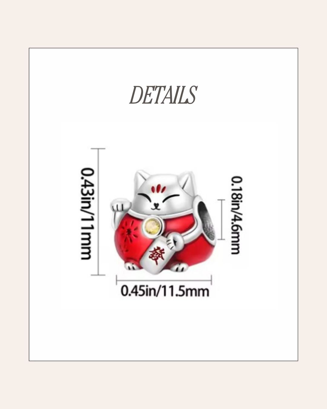 Lucky Fortune Cat Charm