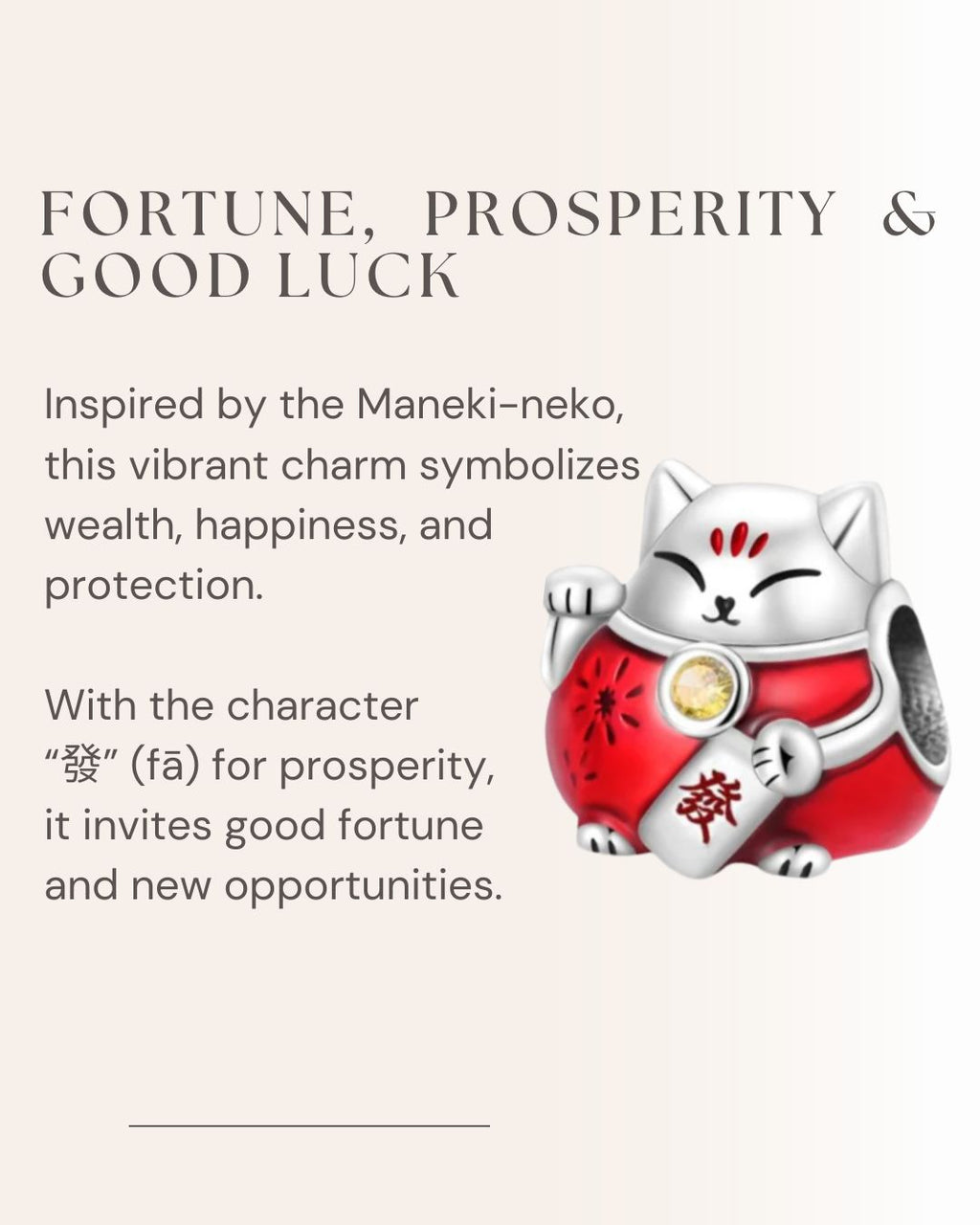 Lucky Fortune Cat Charm