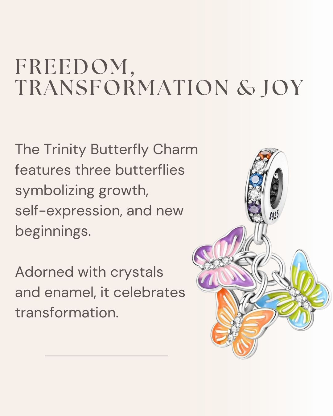 Trinity Butterfly Charm